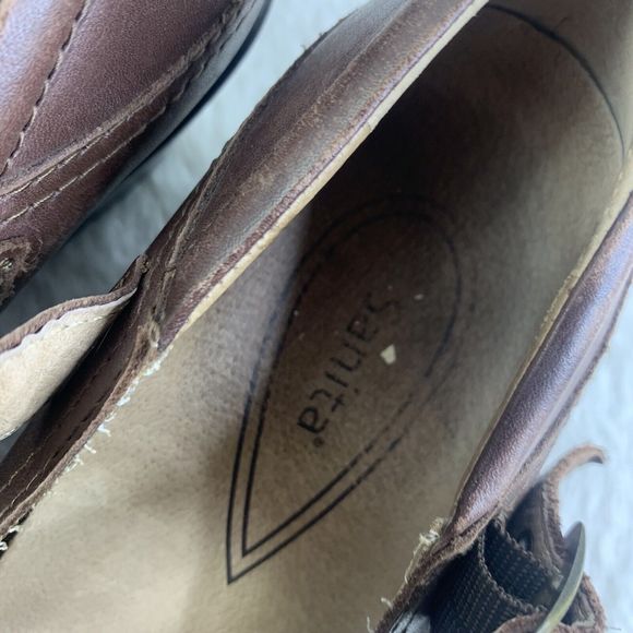 Sanita Womens Nyla Brown Leather Round Toe Wedge Heel Buckle Mary Jane Shoes 38 - Picture 12 of 16